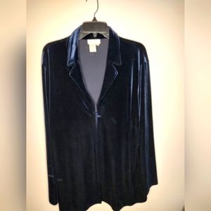 TALL Coldwater Creek Single Button Dark Blue Velvet Blazer size 18